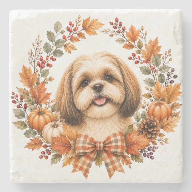 Shih Tzu Coroa de Outono Porta-copos (Frente)