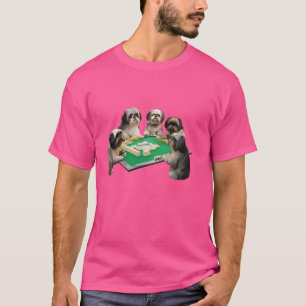 Shih Tzu Dog Mahjong T-shirt engraçada - Letra Cac