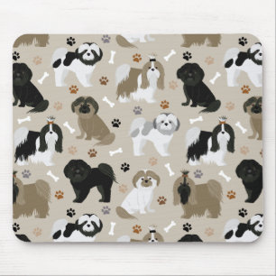 Shih Tzu Dogs Paws e Bones Mouse Pad