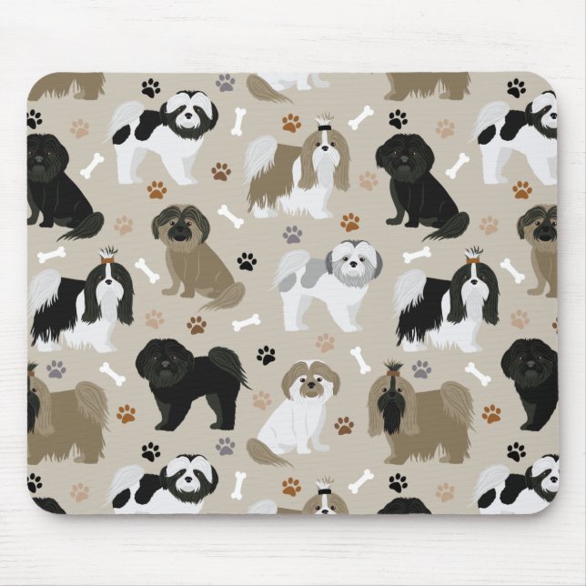 Shih Tzu Dogs Paws e Bones Mouse Pad (Frente)