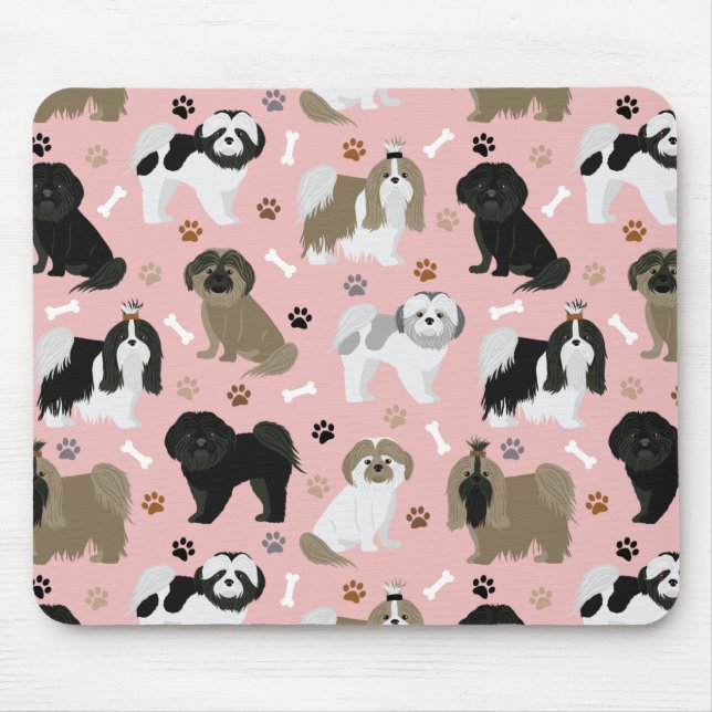 Shih Tzu Dogs Paws e Bones Mouse Pad (Frente)