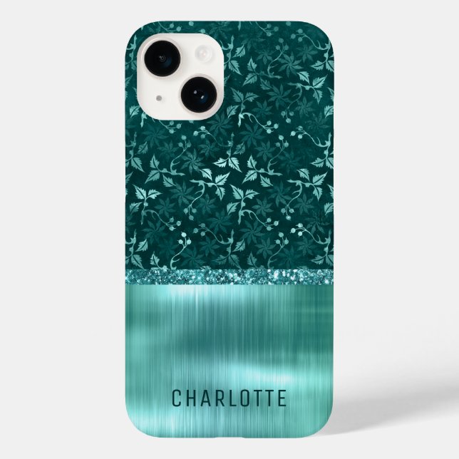 Shimmer Glitter Floral Moderno Personalizado (Verso)