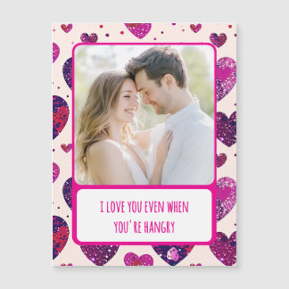 Shimmer Purple Heart Você é Hangry Magnetic Card