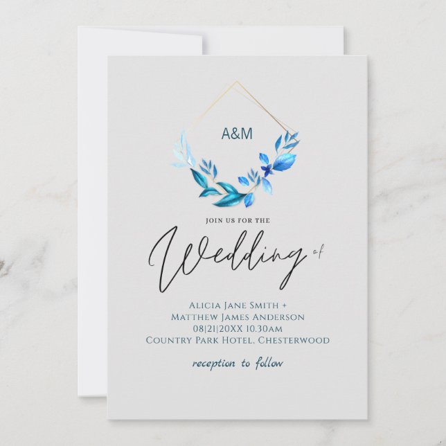 Shimmering Blue Deixa Casamento de Cinzas Douradas (Frente)