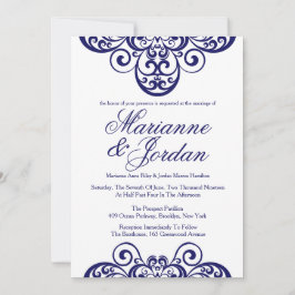 Shimmering Sapphire Ornamentado Casamento Convites