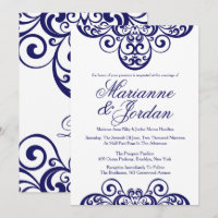 Shimmering Sapphire Ornamentado Casamento Convites