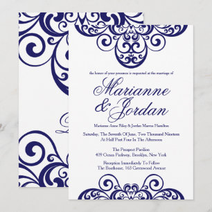 Shimmering Sapphire Ornamentado Casamento Convites