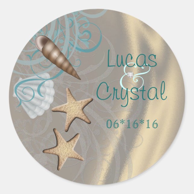 Shimmering Seashell Teal Salve O Adesivo De Datas (Frente)