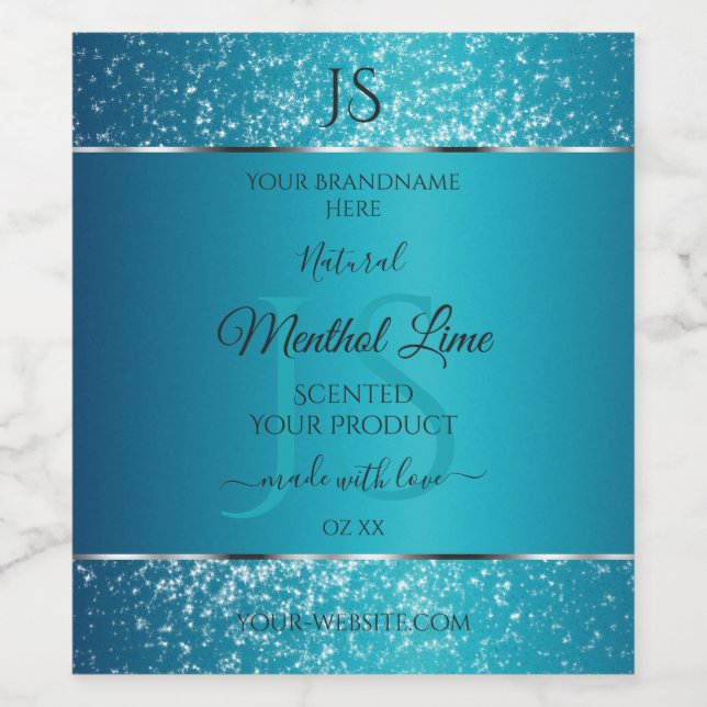 Shimmery Teal com Rótulos de Produto de Iniciais d (Rótulo Único)