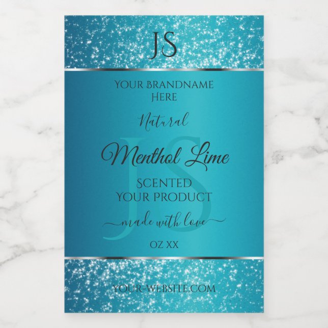 Shimmery Teal com Rótulos de Produto de Iniciais d (Rótulo Único)