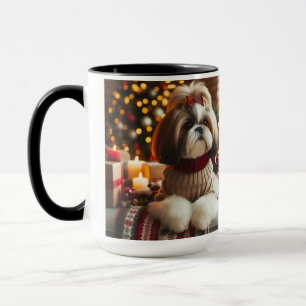 Shin Tzu Pair Dia de Natal Xícara de café