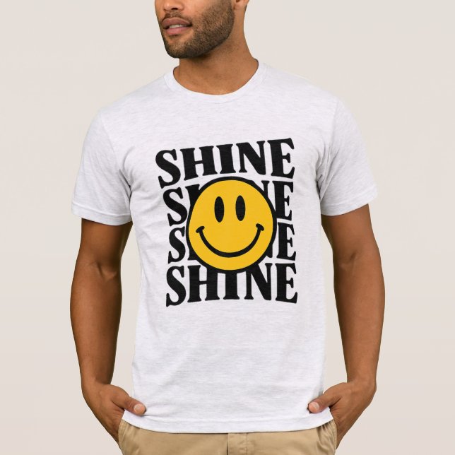 SHINE Retro Smiley Face Bold Typography T-Shirt (Frente)