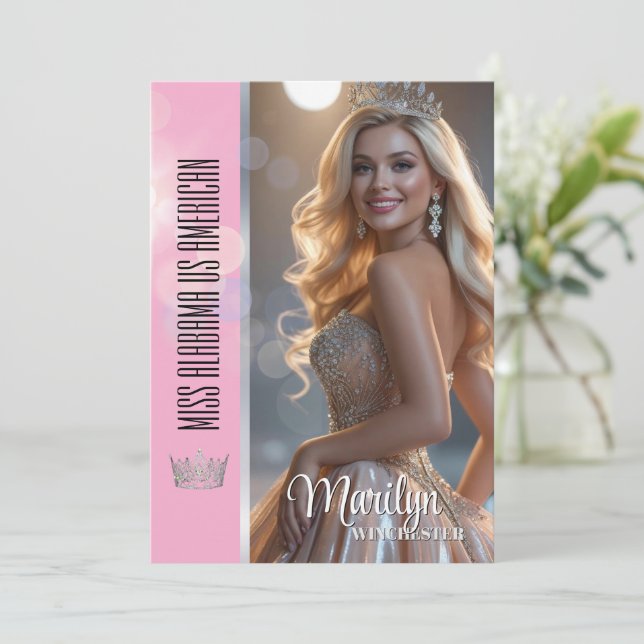 Shiny Bubbles Pageant Autograph Card Template (Em pé/Frente)