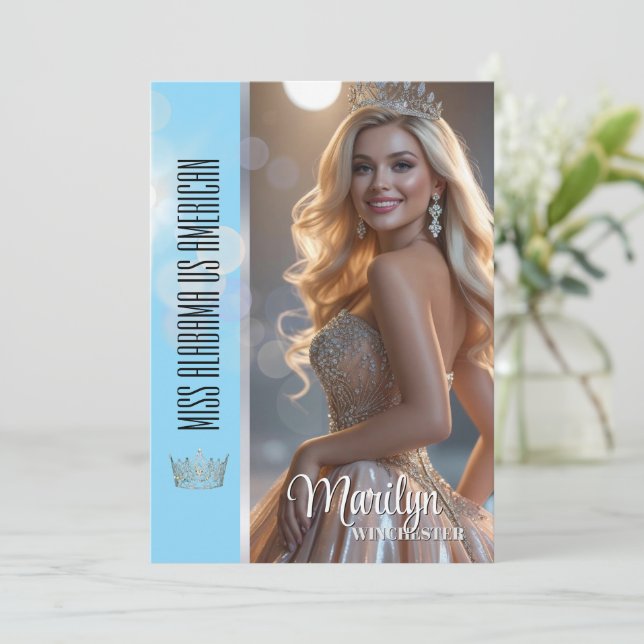 Shiny Bubbles Pageant Autograph Card Template (Em pé/Frente)