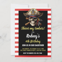 Shiver My Timbers Pirate Theme Birthday Convite