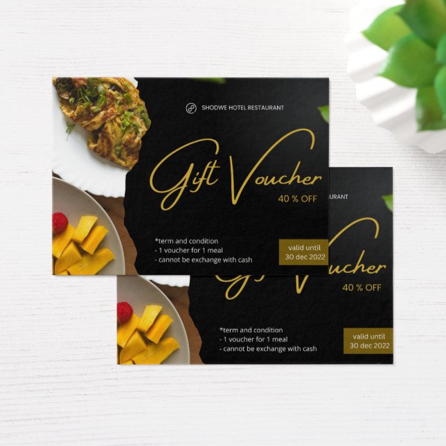Shoowe Hotel Restaurant Gift Voucher Cartão de vis (Mesa)