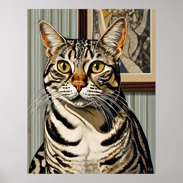 Shorthair Americano - Impressão de arte Cat (Frente)