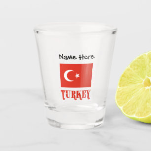 Shot Copo de Tiro com a Bandeira da Turquia e Seu Nome