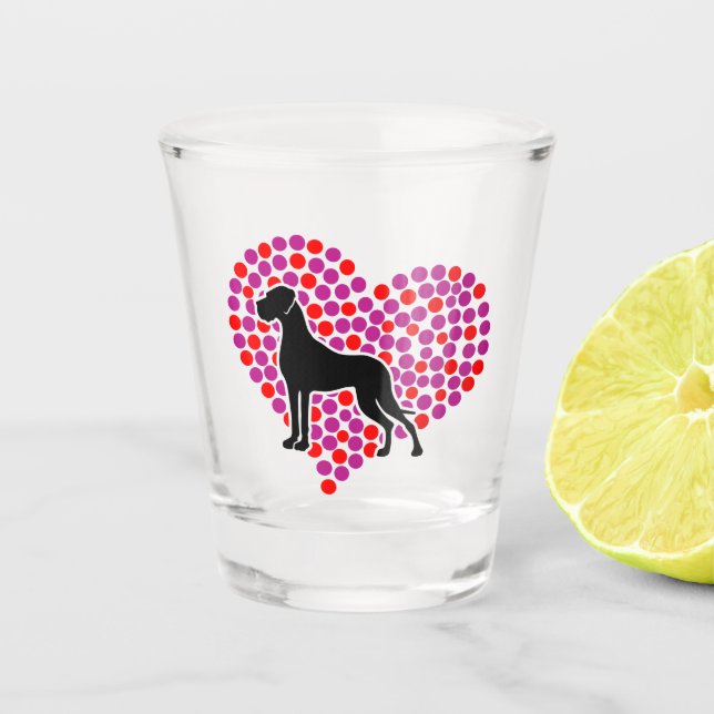 Shot Copo de Tiro Dotted Heart Great Dane (Frente)
