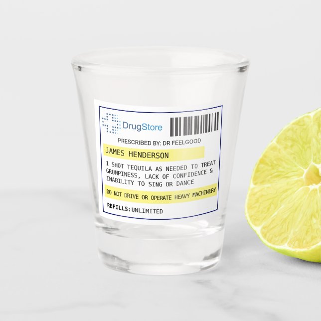 Shot Copo personalizado de tiro de prescrição engraçado (Frente)