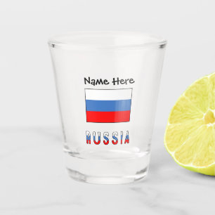 Shot Rússia e Bandeira Russa com Seu Nome em Copo de Sh