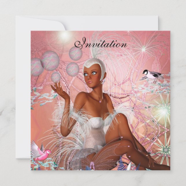 Showgirl de Celebração de Convite Rosa (Frente)
