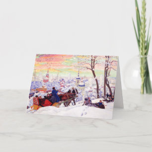 "Shrovetide" de Boris Kustodiev. Cartões de Natal