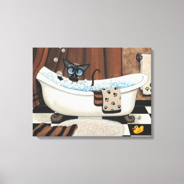 Siamese Cat Bathroom ArT por BiHrLe Canvas Print (Frente)