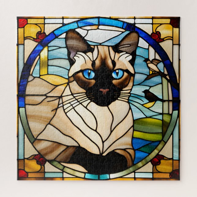Siamese Cat Sgot Glass Quebra-cabeça (Vertical)