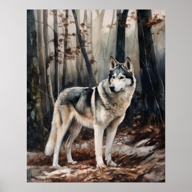 Siberian Husky Dog Art Impressão Poster (Frente)