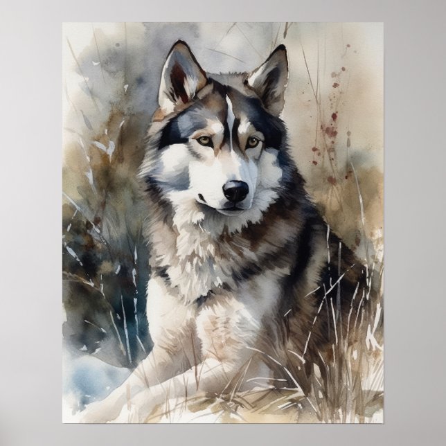 Siberian Husky Dog Art Impressão Poster (Frente)