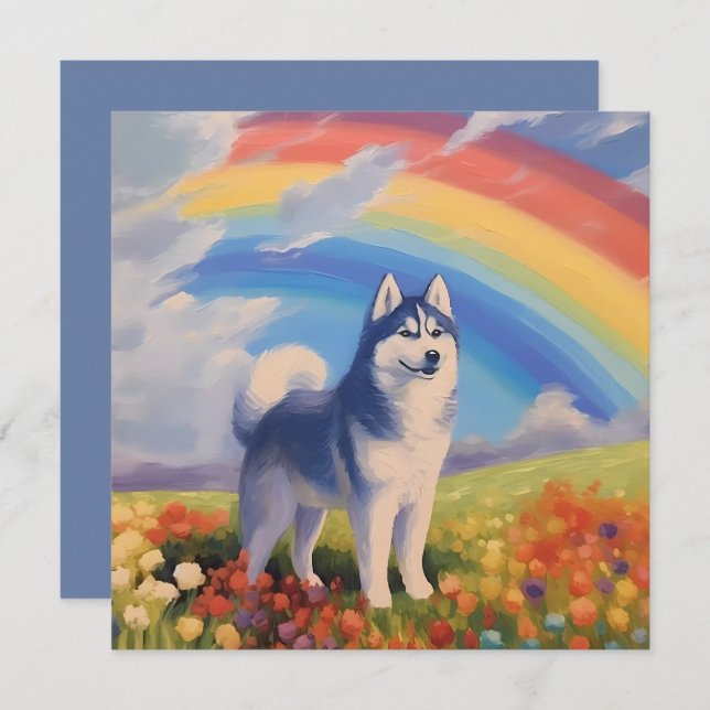 Siberian Husky Rainbow Memorial Custom Dog Name (Frente/Verso)