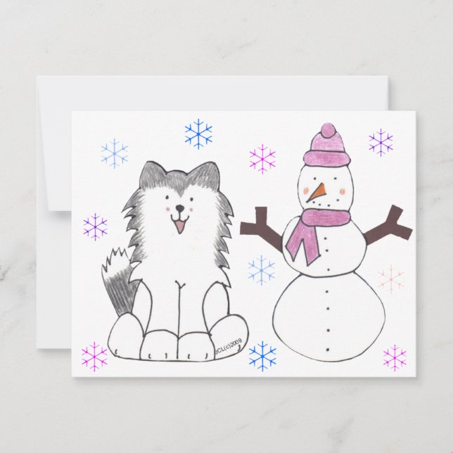 Siberian Husky & Snowman (Frente)