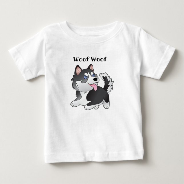Siberian Husky Woof Woof Baby T-Shirt (Frente)