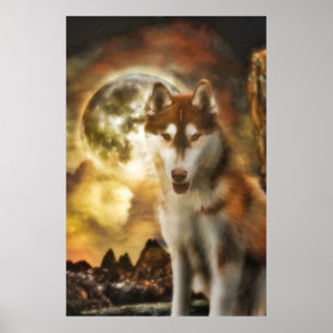 SIBERIANO HUSKY MOON KINGDOM POSTER