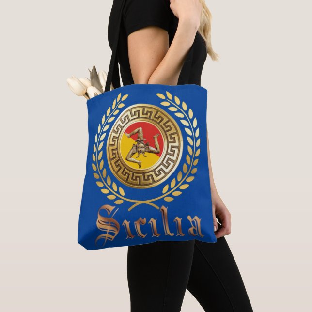 Sicília Bandeira e Emblema Presente Saco Tote (Close Up)