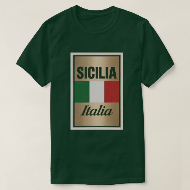 Sicilia Italia Green T-Shirt (Frente do Design)