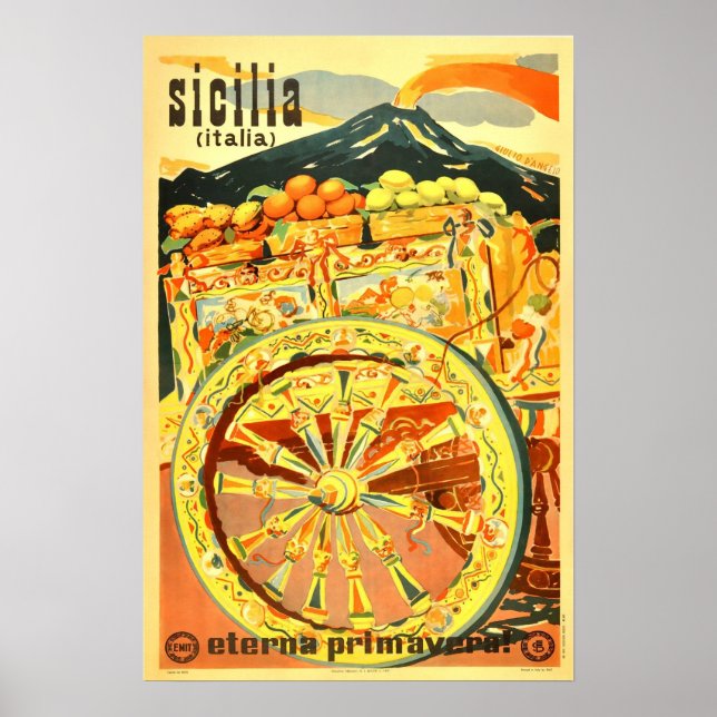 Sicília, Itália, Poster de viagens (Frente)