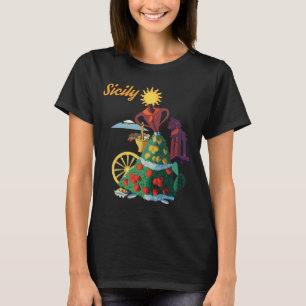 Sicília Itália Sol & Frutas Camiseta Retro de Viag