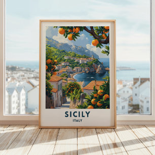 Sicília Itália Viagem Impressão Poster Arte em Par