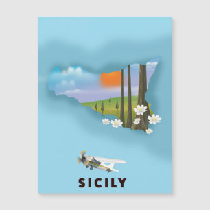 Sicília mapa ilustrado pôster de viagem