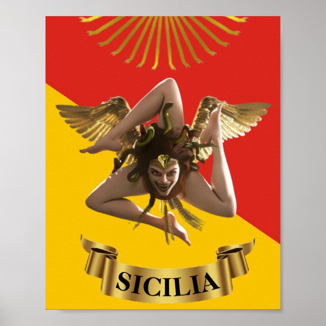 Sicília / Sicília Medusa Trinacria Poster (Frente)