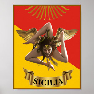 Sicília / Sicília Medusa Trinacria Poster