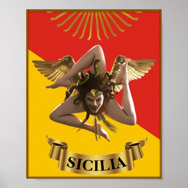 Sicília / Sicília Medusa Trinacria Poster (Frente)
