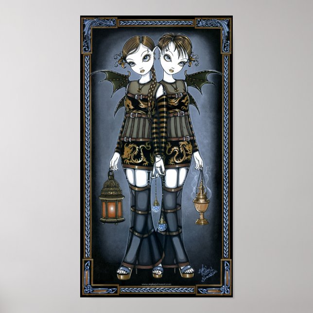 Siena & Celeste Gothic Dragon Gêmeos Fada Poster (Frente)