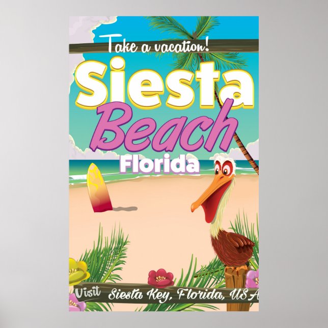 Siesta Beach viagens vintage poster (Frente)