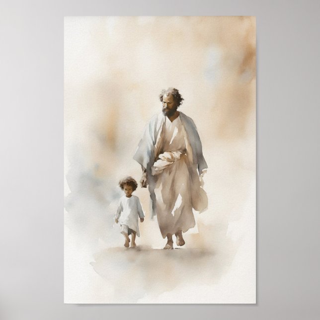 Siga-me Jesus Watercolor Art Impressão (Frente)