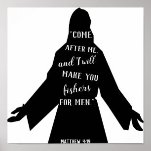 Siga-me Matthew 4:19 Christian Jesus Poster