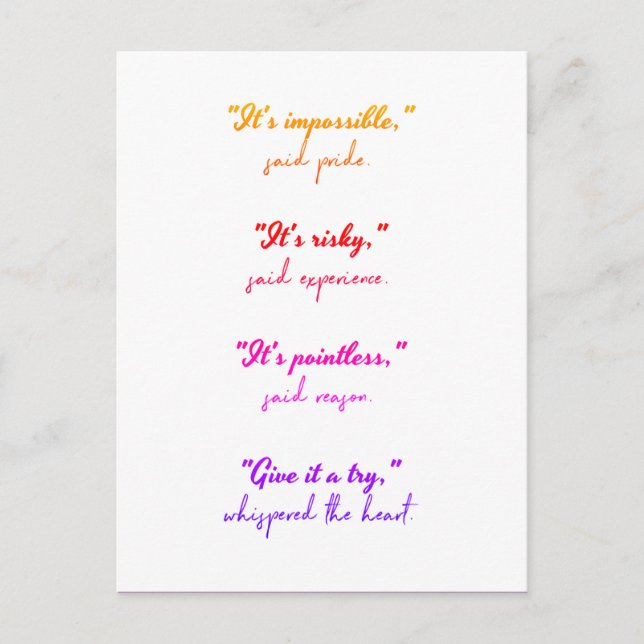 Siga o cartão postal do seu coração (Frente)