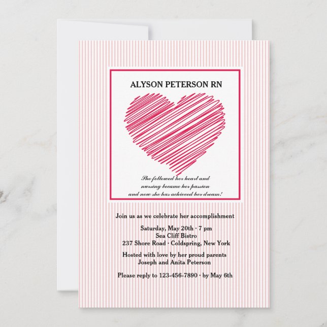 Siga O Seu Convite À Graduação De Enfermagem Cardí (Frente)